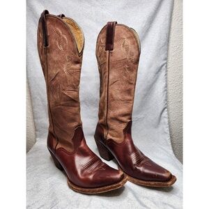 Sterling River Leather & Suede Women's Cowboy Boots Size 7 B Two Tone (SR121)